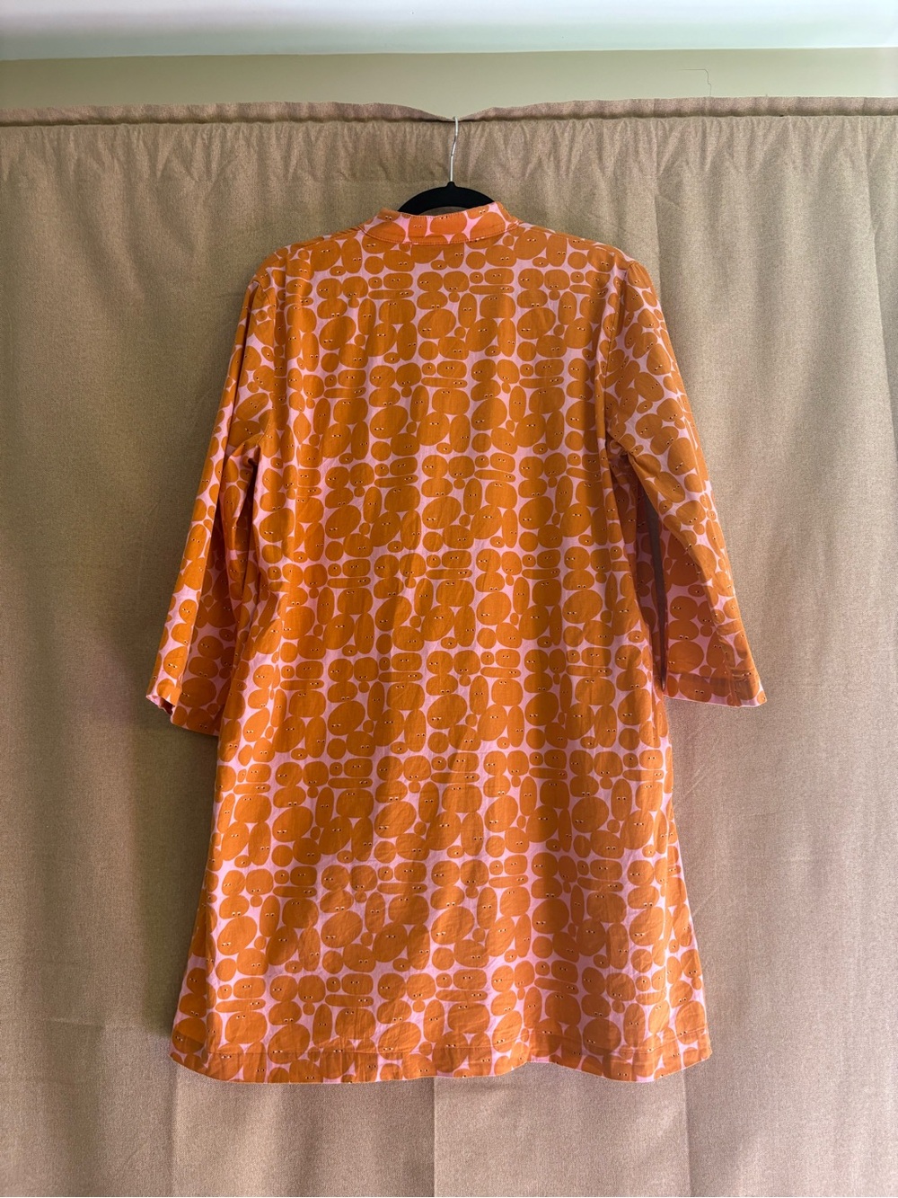 NOOWORKS Orange Printed Pebble People Cotton Tunic Dress with Pockets - Picture 5 of 6